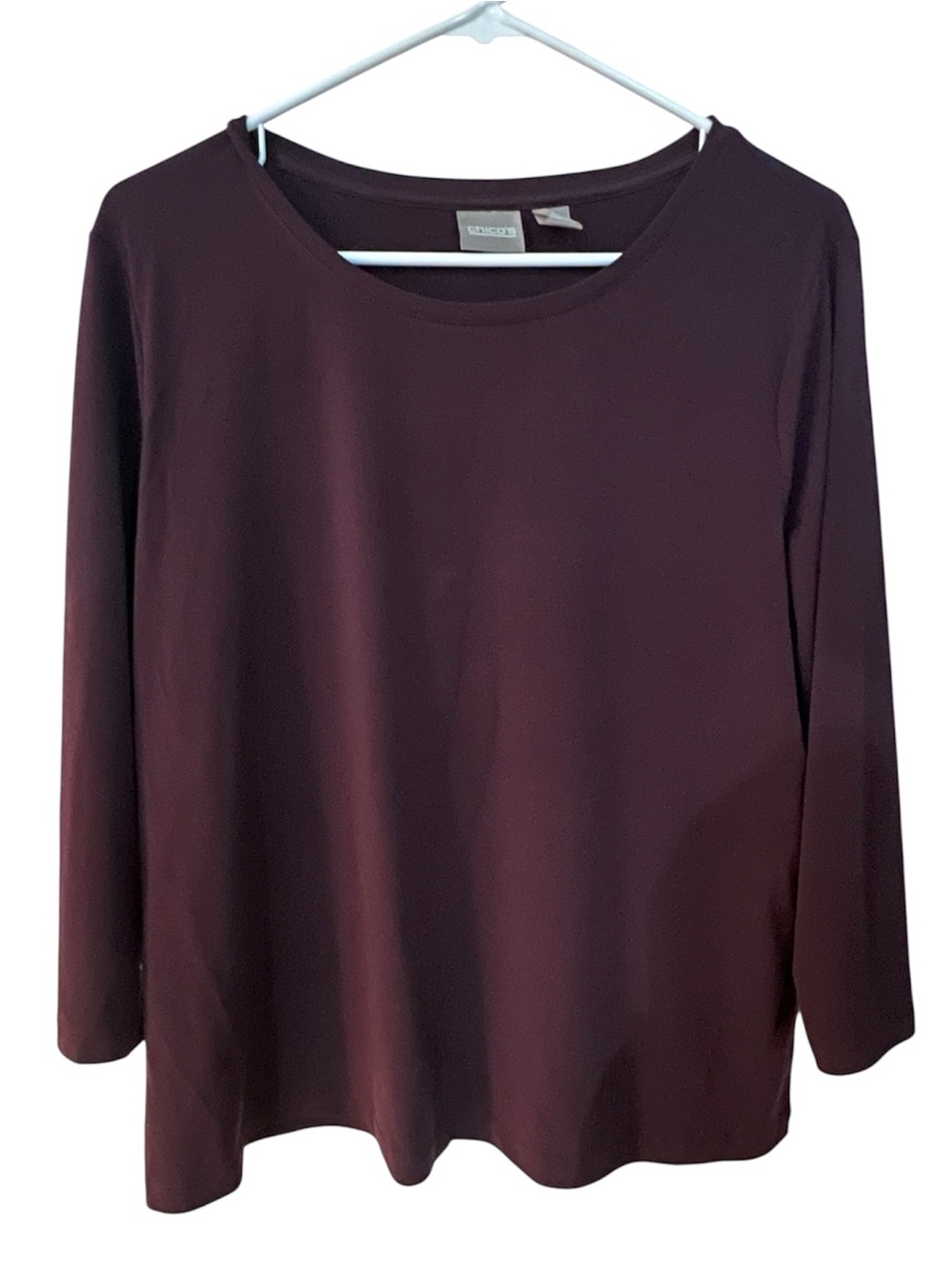 Chico’s 3/4 Sleeve Stretch Top Blouse 2 Large 12 Purple